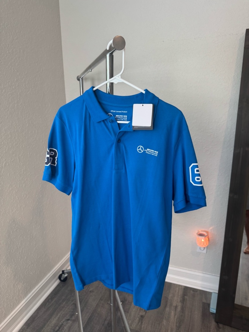 Mercedes AMG Petronas Royal Blue Polo with Sleeve Numbers